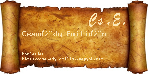 Csanády Emilián névjegykártya